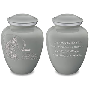 Adult Embrace Slate Grey Fishing Cremation Urn