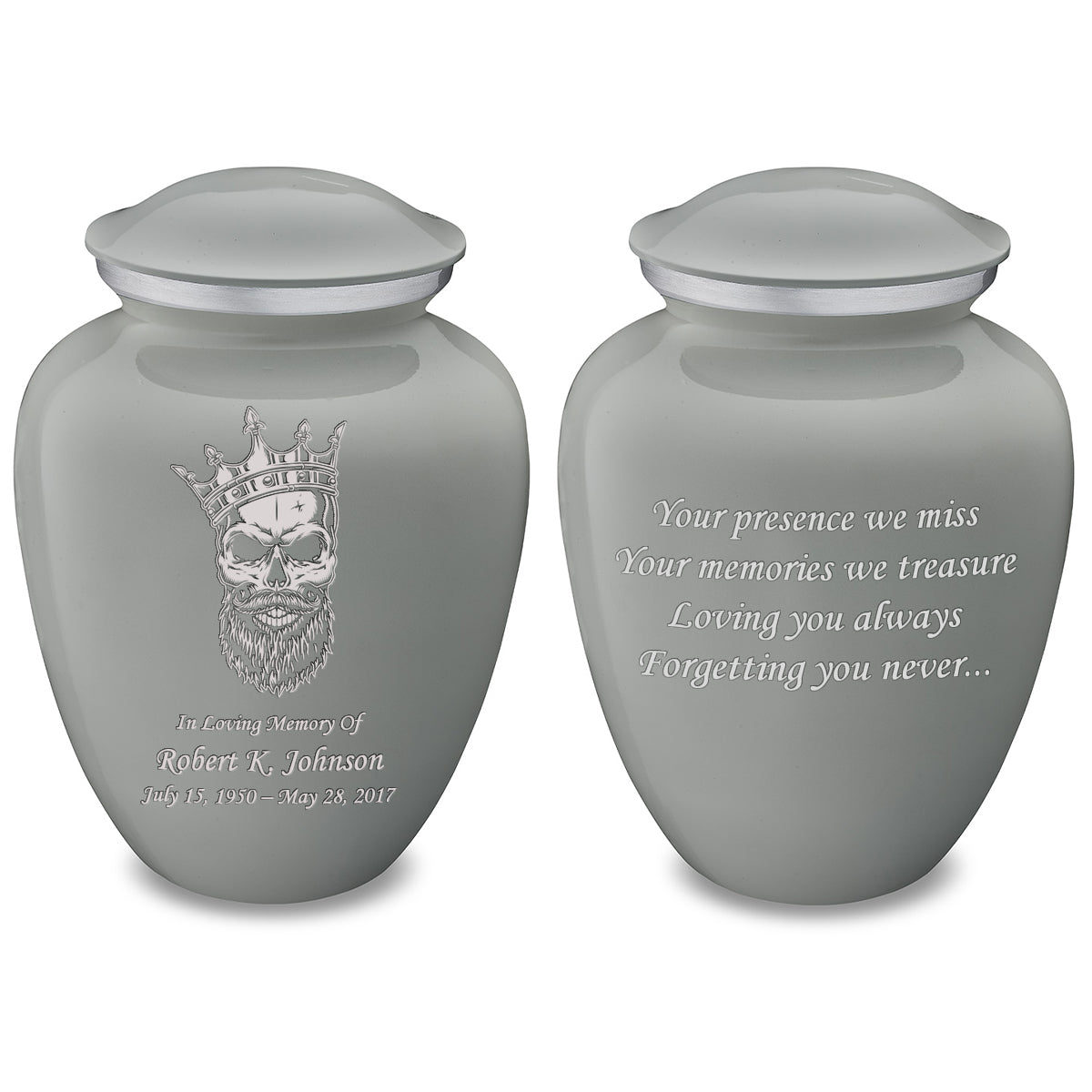 Adult Embrace Slate Grey Skull Cremation Urn