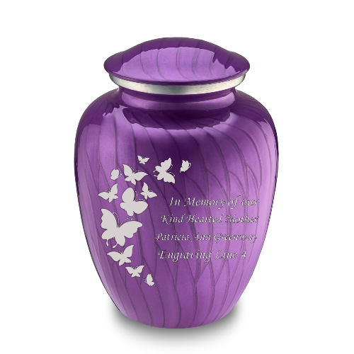 Medium Embrace Pearl Purple Butterfly Cremation Urn