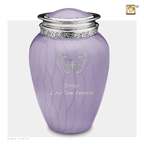 Adult Blessing Pearl Lavender Silver Cremation Urn