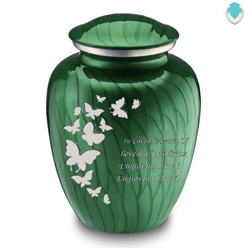 Adult Embrace Pearl Green Butterfly Cremation Urn