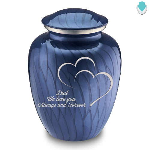 Adult Embrace Pearl Cobalt Blue Hearts Cremation Urn