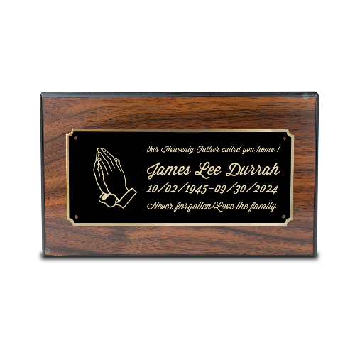 Custom Engraved Heritage Walnut Adult Cremation Urn Memorial Box for Ashes