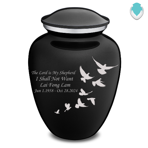 Adult Embrace Black Doves Cremation Urn