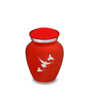 Keepsake Embrace Bright Red Doves Cremation Urn