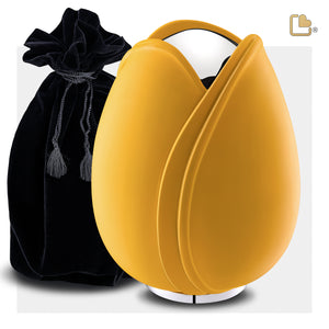 Tulip Standard Adult Urn Yellow & Polished Silver