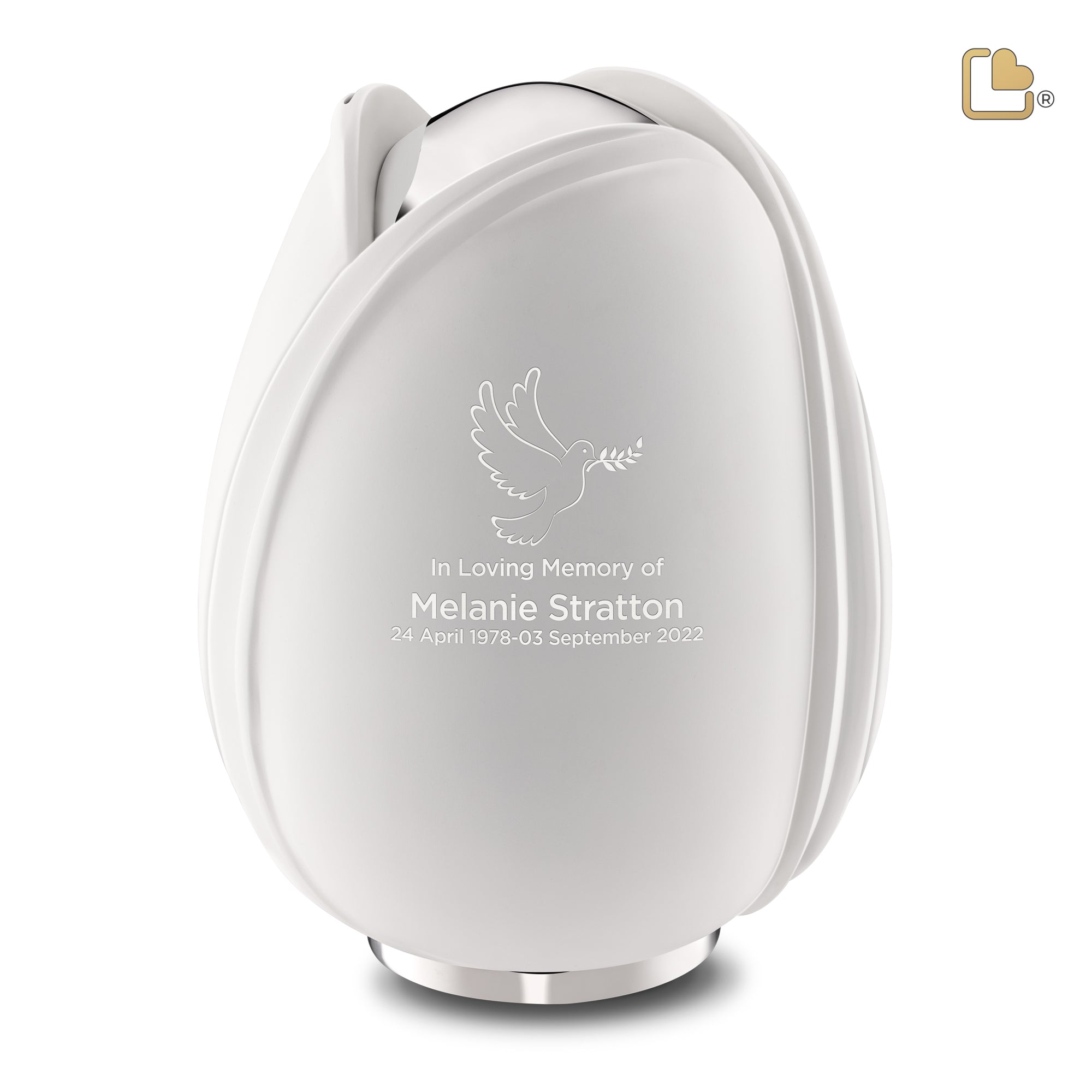 Tulipª Standard Adult Urn White & Polished Silver