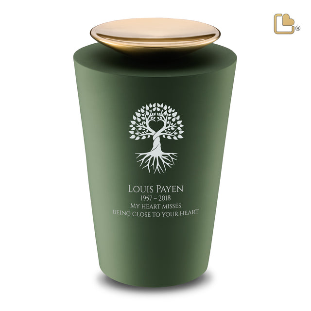 Crescent™ Tall Standard Adult Urn Sage Green & Brushed Gold