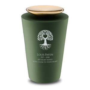 Crescent™ Tall Standard Adult Urn Sage Green & Brushed Gold