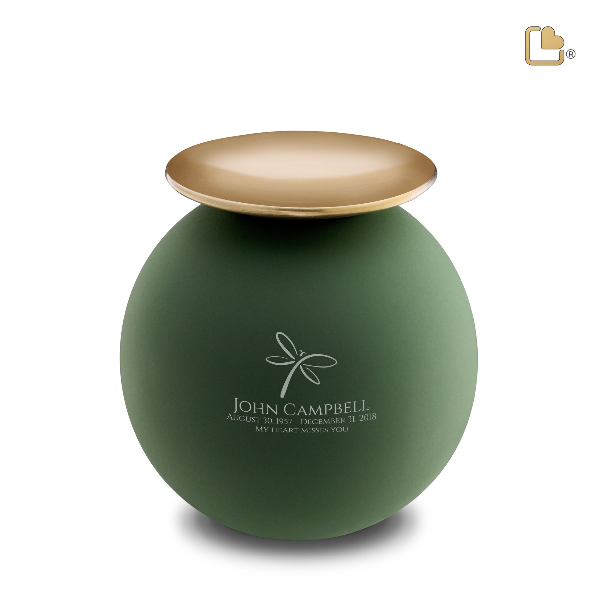 Crescent™ Sphere Standard Adult Urn Sage Green & Brushed Gold