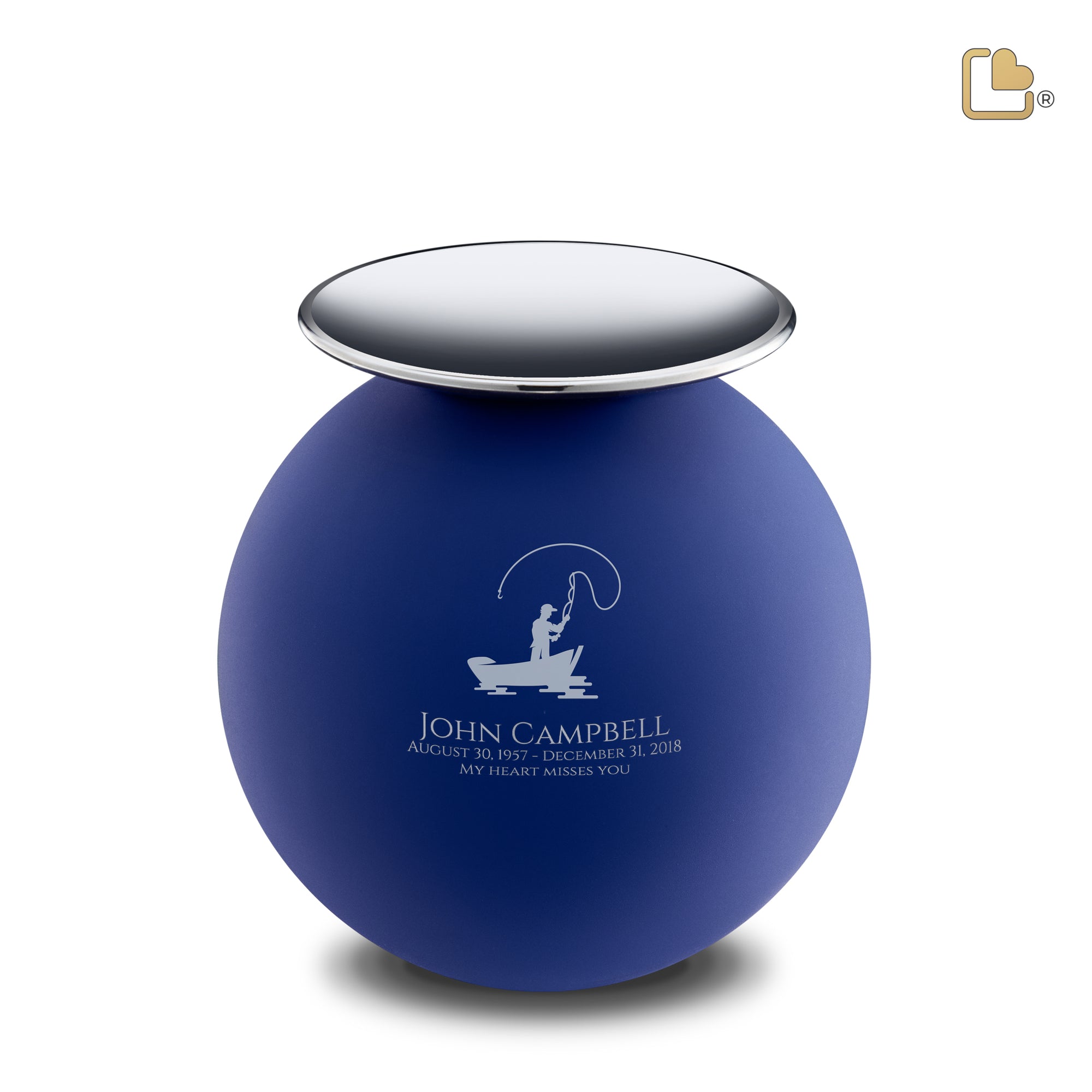 Crescent Sphere Standard Adult Urn Navy & Polished Silver