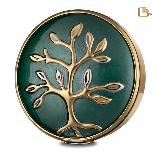 Tree of Love™ Standard Adult Urn Pearl Green & Polished Gold