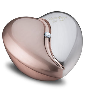 HeartFelt Standard Adult Urn Brushed Rose Gold With Crystal