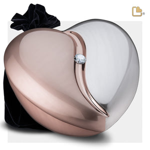 HeartFelt Standard Adult Urn Brushed Rose Gold With Crystal