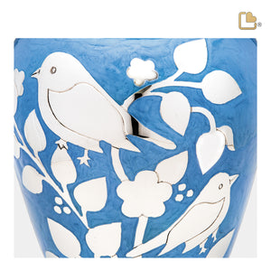 Adult Silver Blessing Birds Cremation Urn