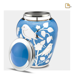 Adult Silver Blessing Birds Cremation Urn