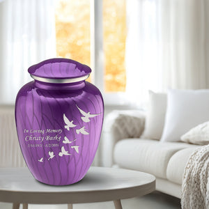 Adult Embrace Pearl Purple Doves Cremation Urn