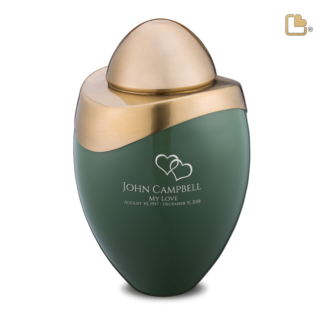 Amore Standard Adult Urn Sage Green & Brushed Gold