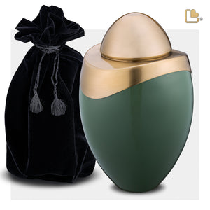 Amore Standard Adult Urn Sage Green & Brushed Gold