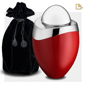 Amore Standard Adult Urn Red & Polished Silver