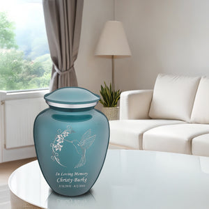 Adult Embrace Teal Hummingbird Cremation Urn