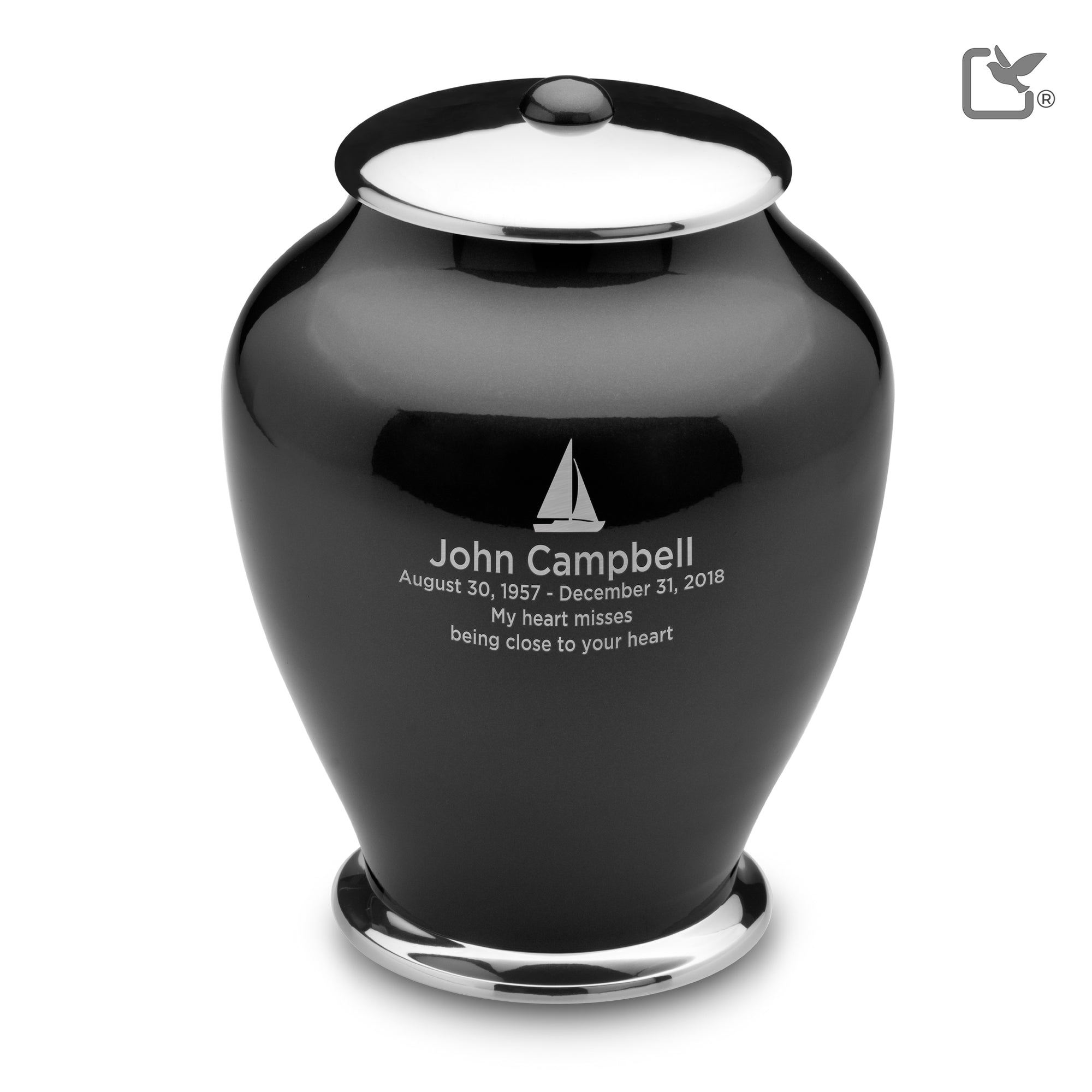 Adult Tall Simplicity Midnight Cremation Urn - COMFORT™ by LoveUrns®