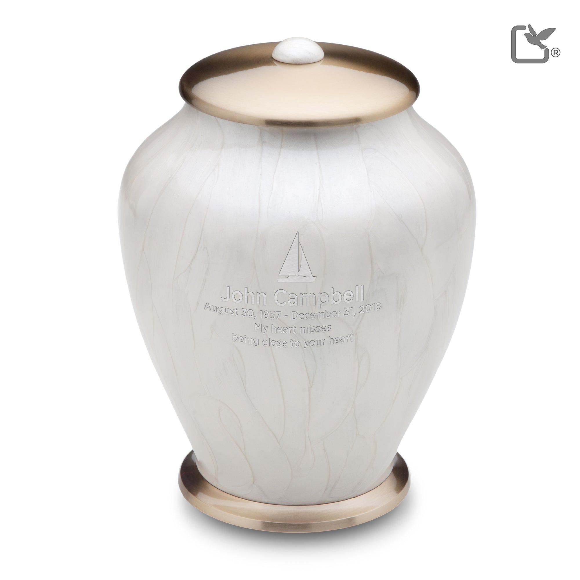 Adult Tall Simplicity Pearl Cremation Urn - COMFORT™ by LoveUrns®