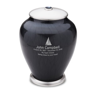 Adult Tall Simplicity Midnight Pearl Cremation Urn - COMFORT™ by LoveUrns®