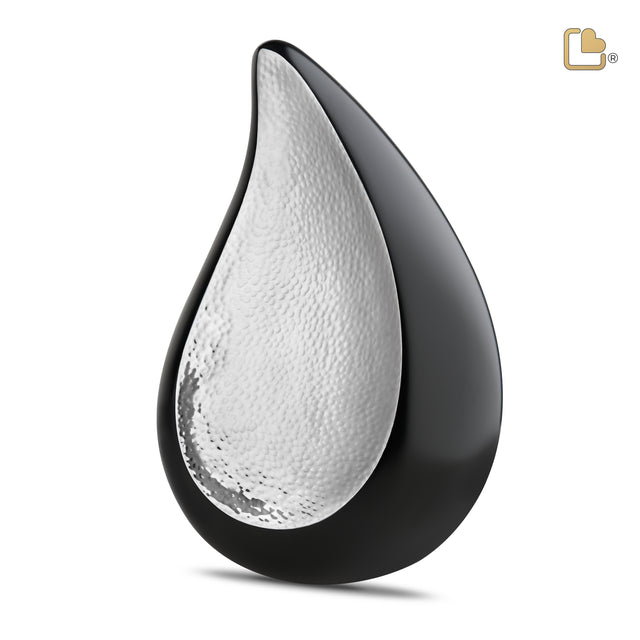 Adult TearDrop Hammered Silver Cremation Urn