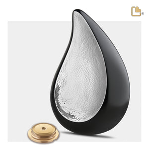 Adult TearDrop Hammered Silver Cremation Urn