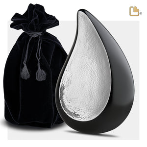 Adult TearDrop Hammered Silver Cremation Urn