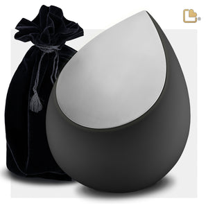 Drop Standard Adult Urn Black & Brushed Pewter