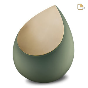 Drop Standard Adult Urn Sage Green & Brushed Gold