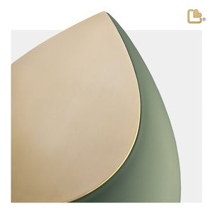 Drop Standard Adult Urn Sage Green & Brushed Gold