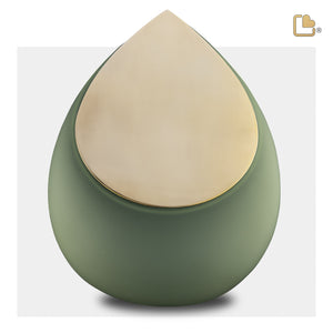 Drop Standard Adult Urn Sage Green & Brushed Gold