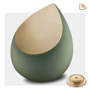 Drop Standard Adult Urn Sage Green & Brushed Gold