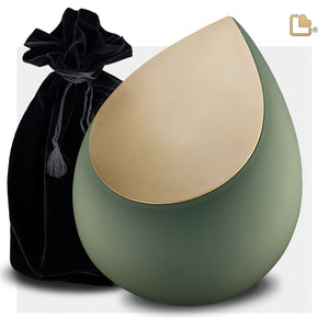 Drop Standard Adult Urn Sage Green & Brushed Gold