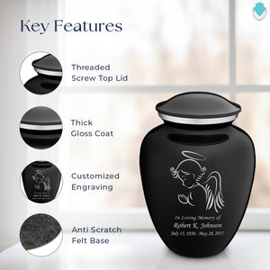 Adult Embrace Black Angel Cremation Urn