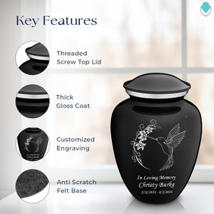 Adult Embrace Black Hummingbird Cremation Urn