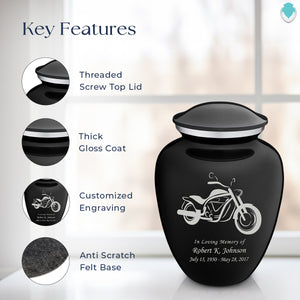 Adult Embrace Black Motorcycle Cremation Urn