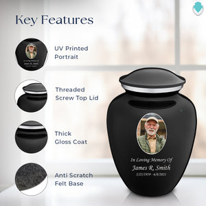 Adult Embrace Black Portrait Cremation Urn