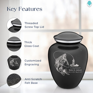 Adult Embrace Charcoal Grey Fishing Cremation Urn