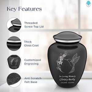 Adult Embrace Charcoal Hummingbird Cremation Urn