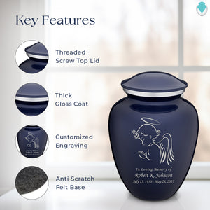 Adult Embrace Cobalt Blue Angel Cremation Urn