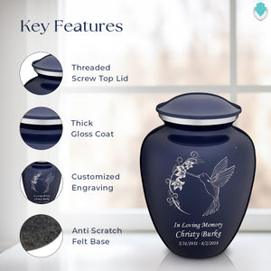 Adult Embrace Cobalt Blue Hummingbird Cremation Urn