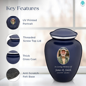 Adult Embrace Cobalt Blue Portrait Cremation Urn