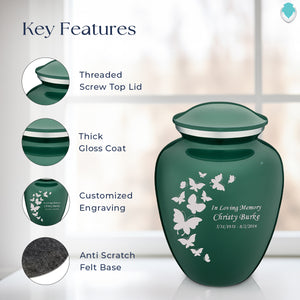 Adult Embrace Green Butterfly Cremation Urn