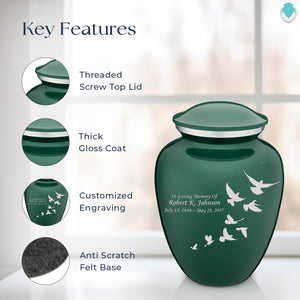 Adult Embrace Green Doves Cremation Urn