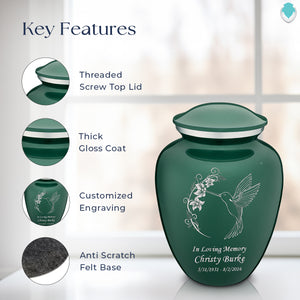 Adult Embrace Green Hummingbird Cremation Urn