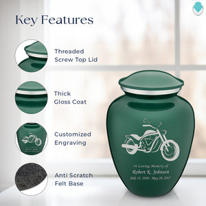 Adult Embrace Green Motorcycle Cremation Urn